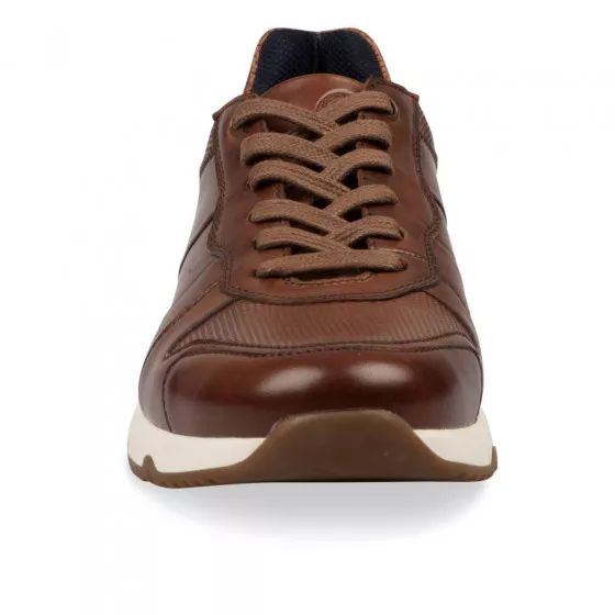 Baskets MARRON DENIM SIDE CUIR