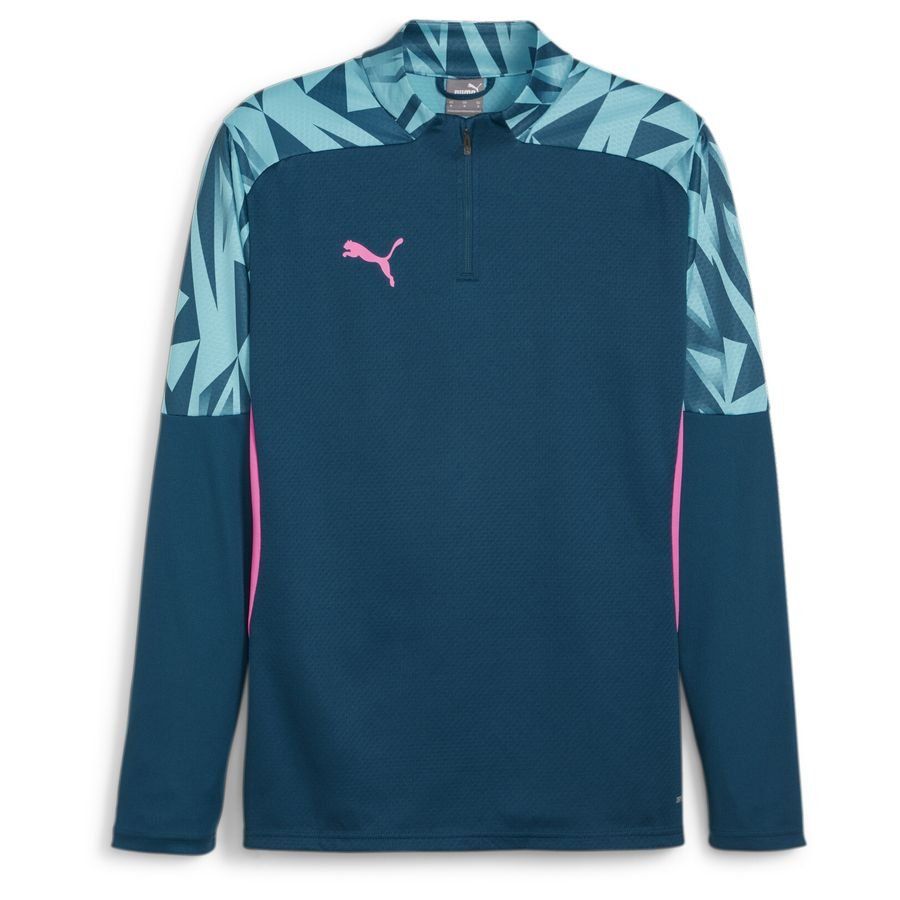 PUMA Maillot d'Entraînement IndividualFINAL Fermeture Éclair 1/4 - Bleu Marine/Bleu/Rose