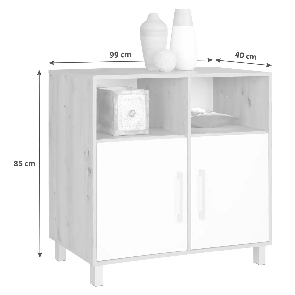 Kommode Box weiss,Eiche