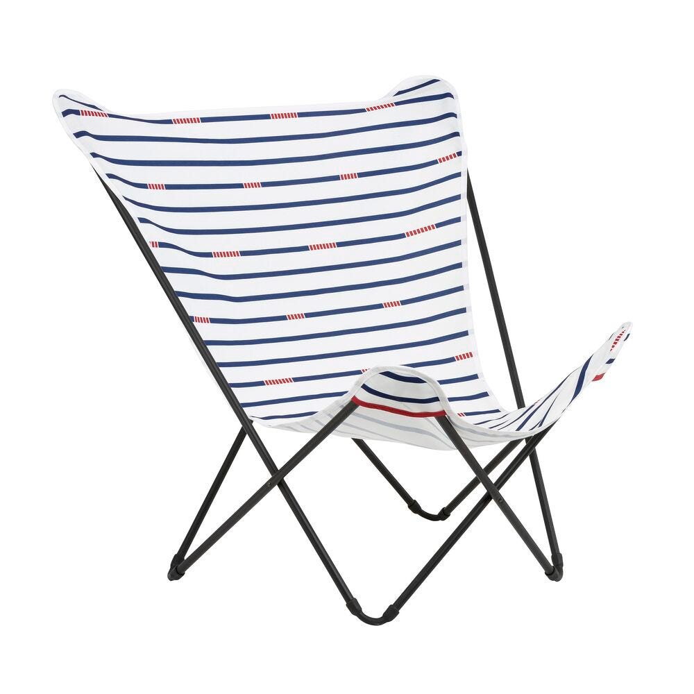 Breiter Butterfly Chair Pop Up XL Airlon Weiß Blanc Marin-Noir