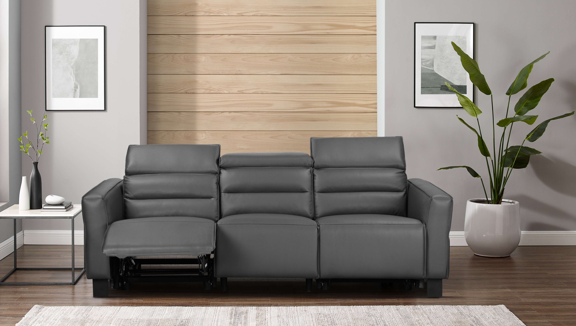 Home affaire 3-Sitzer »Carpari, 224cm, manuelle od. elektrische Relaxfunktion in 2 Sitzen« mit USB-A/C, Kopfteilverstellung, Echtleder, Kunstleder, Webstoff