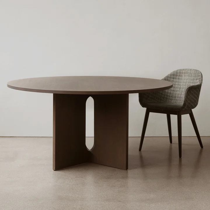 Audo - Androgyne Tisch, Ø 120 x H 73 cm, Eiche dunkel / Sandstein