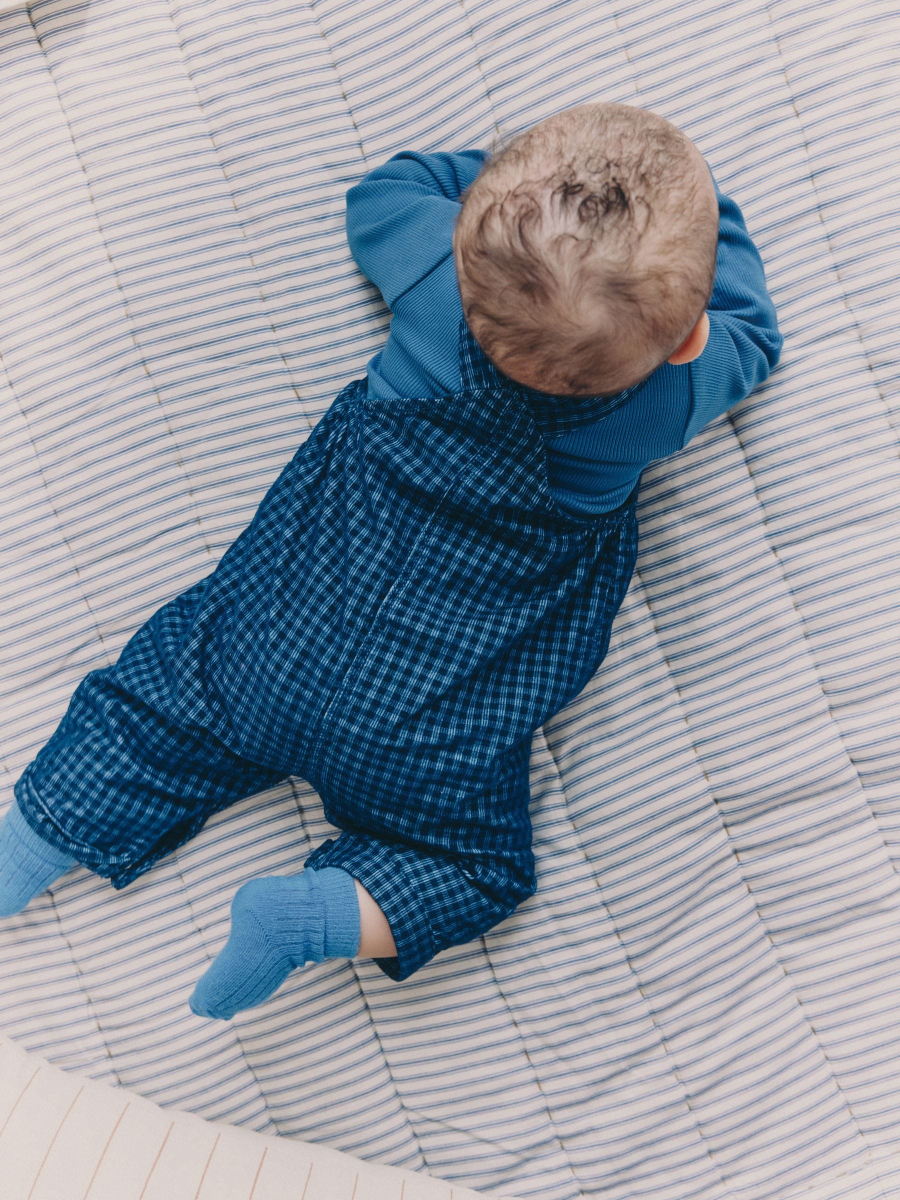 Blauw geruit - Babyset van corduroy tuinbroek en rompertje (0mnd-2jr)