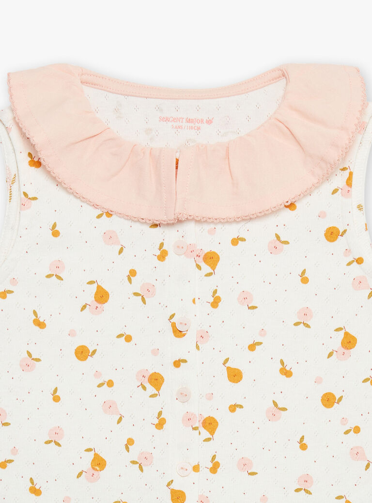 Ensemble pyjama débardeur et short écru à imprimé fruits