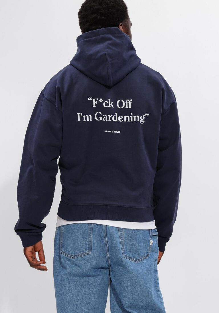 donkerblauwe bram's fruit sweater f*ck off i'm gardening hoodie