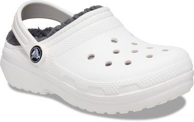 Crocs Classic Fôrede Tøfler, Hvit/Grå