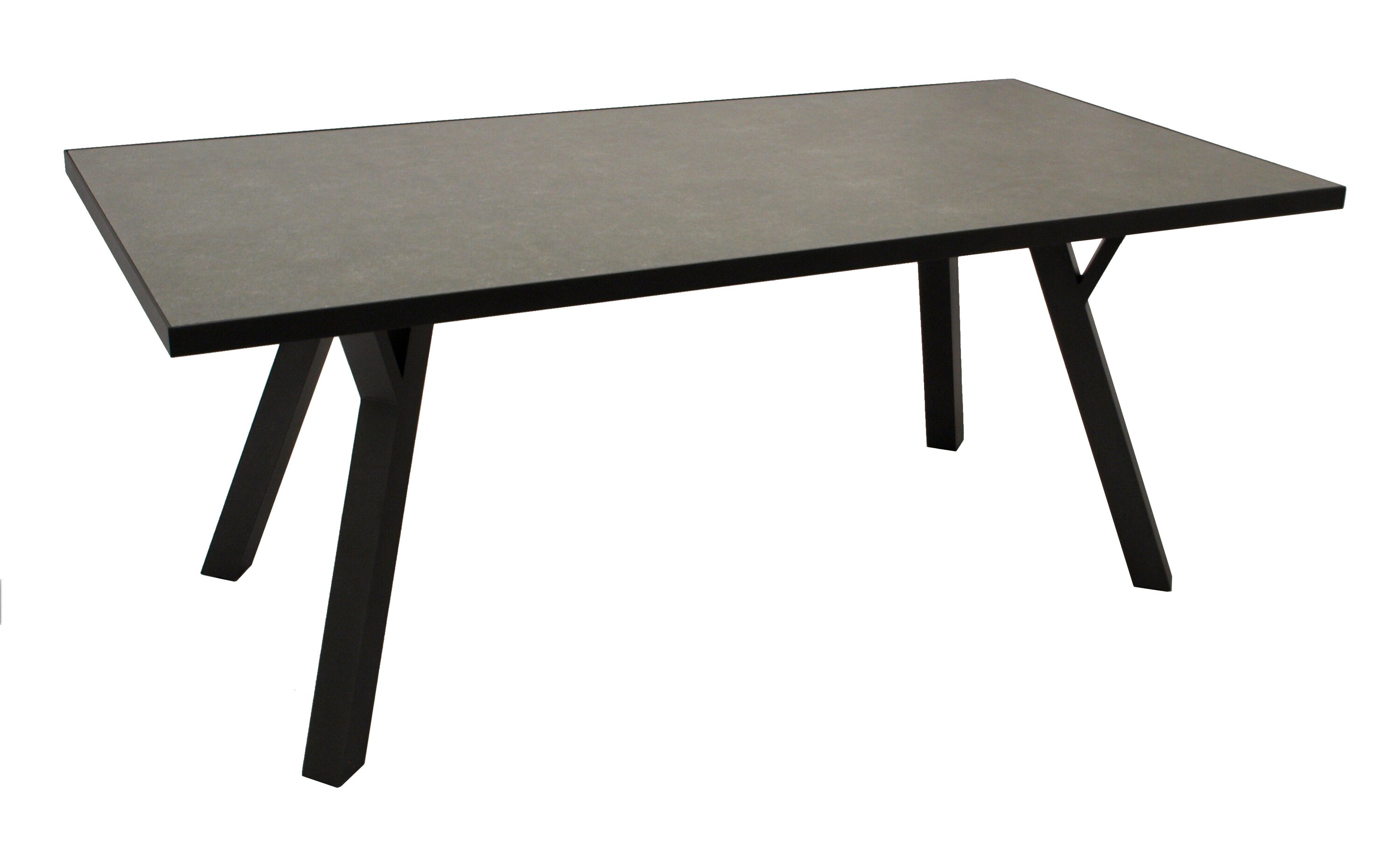 DEGAMO Tisch MANCIANO 180x90cm, Aluminium dunkelgrau + Glas in Keramikoptik dunkelgrau