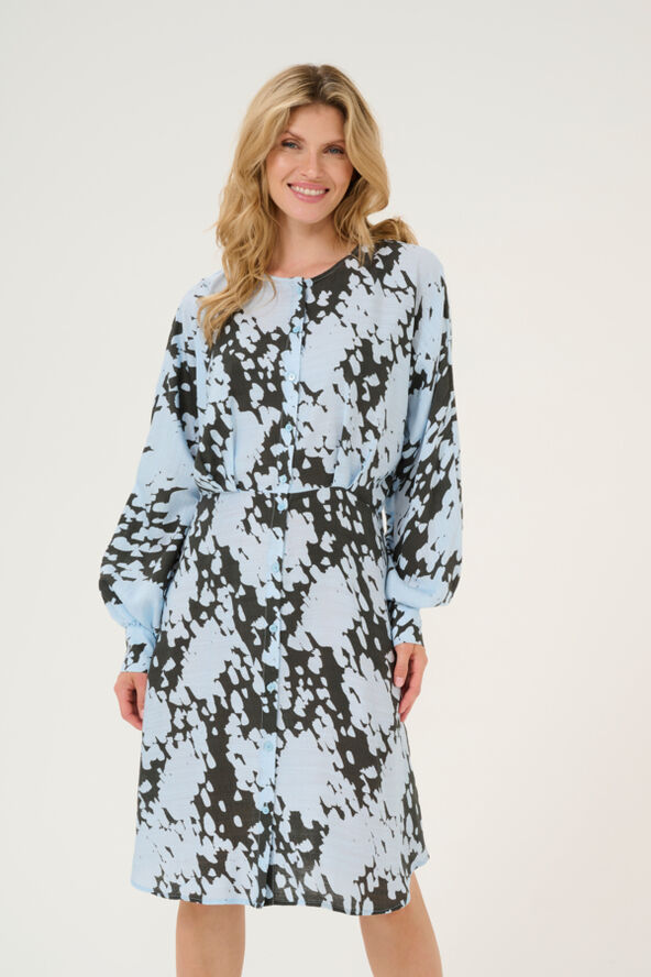 Kaffe KAlouise Dress Grey/blue graphic cloud