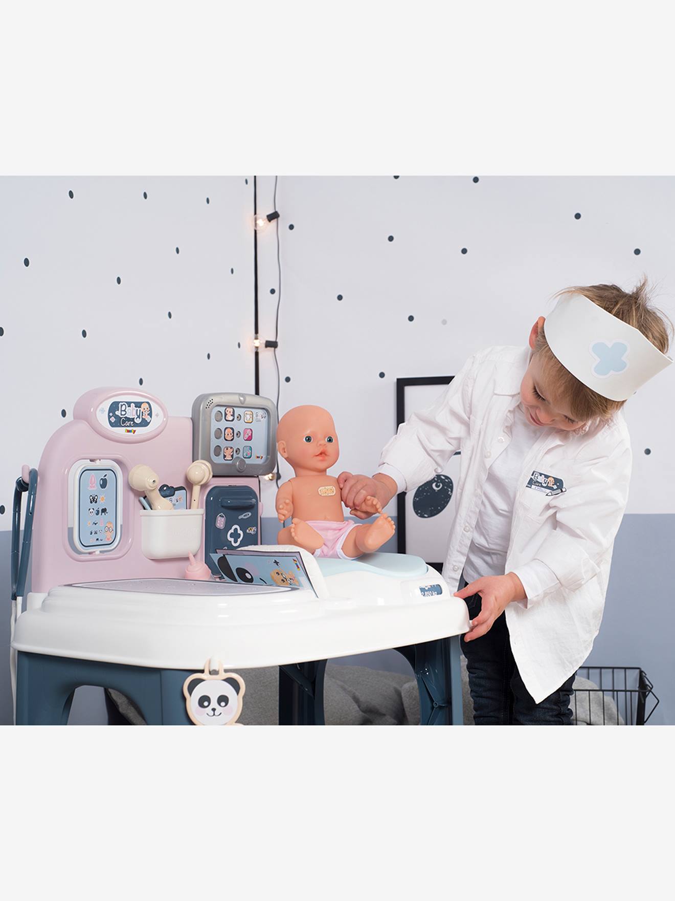 Centro de cuidados para bebês SMOBY, branco médio, liso com estampas.