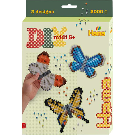 Hama midi stiftplade og perler 2000 stk. - firkantet