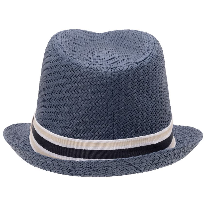 Borsalino tressé avec galon tissé pour garçon - Bleu marine