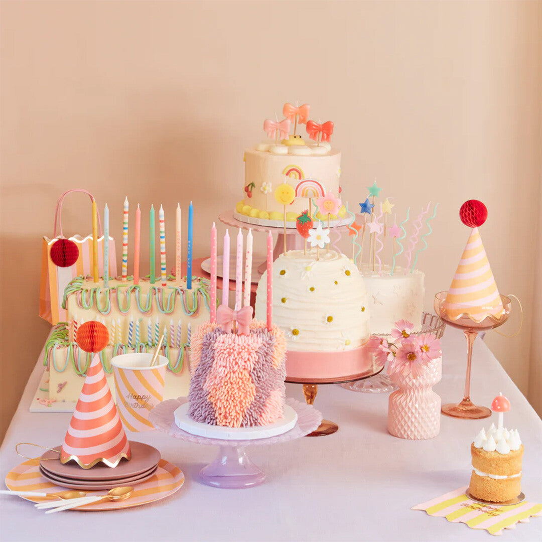 Meri meri feestkaarsjes multi stripe - 16st