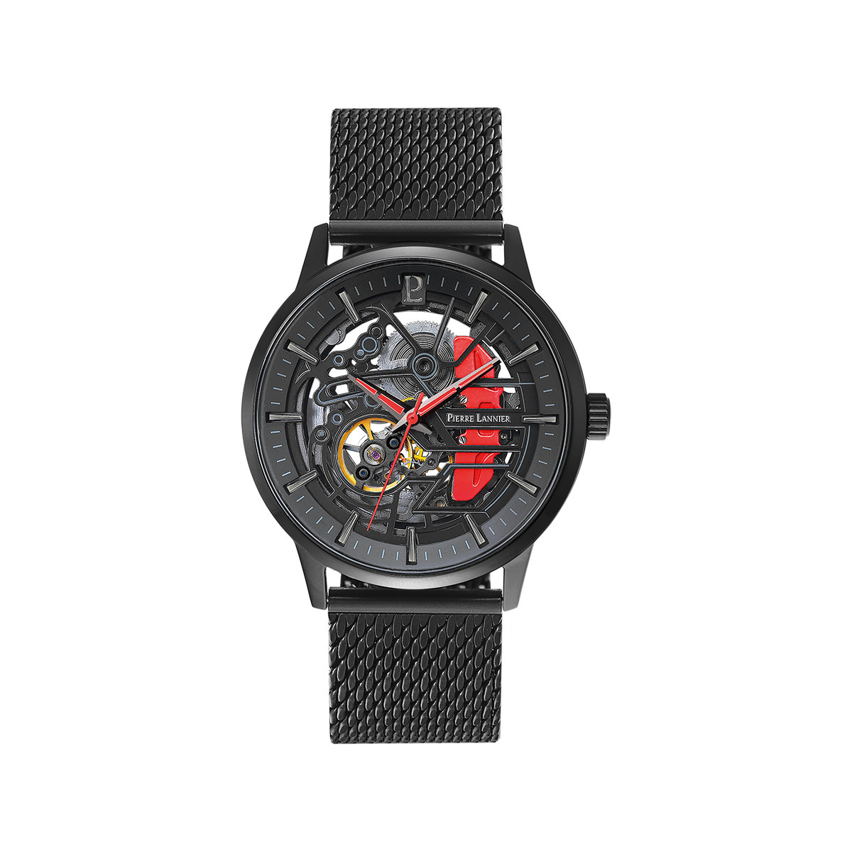 Montre PIERRE LANNIER paddock homme automatique, bracelet cuir noir