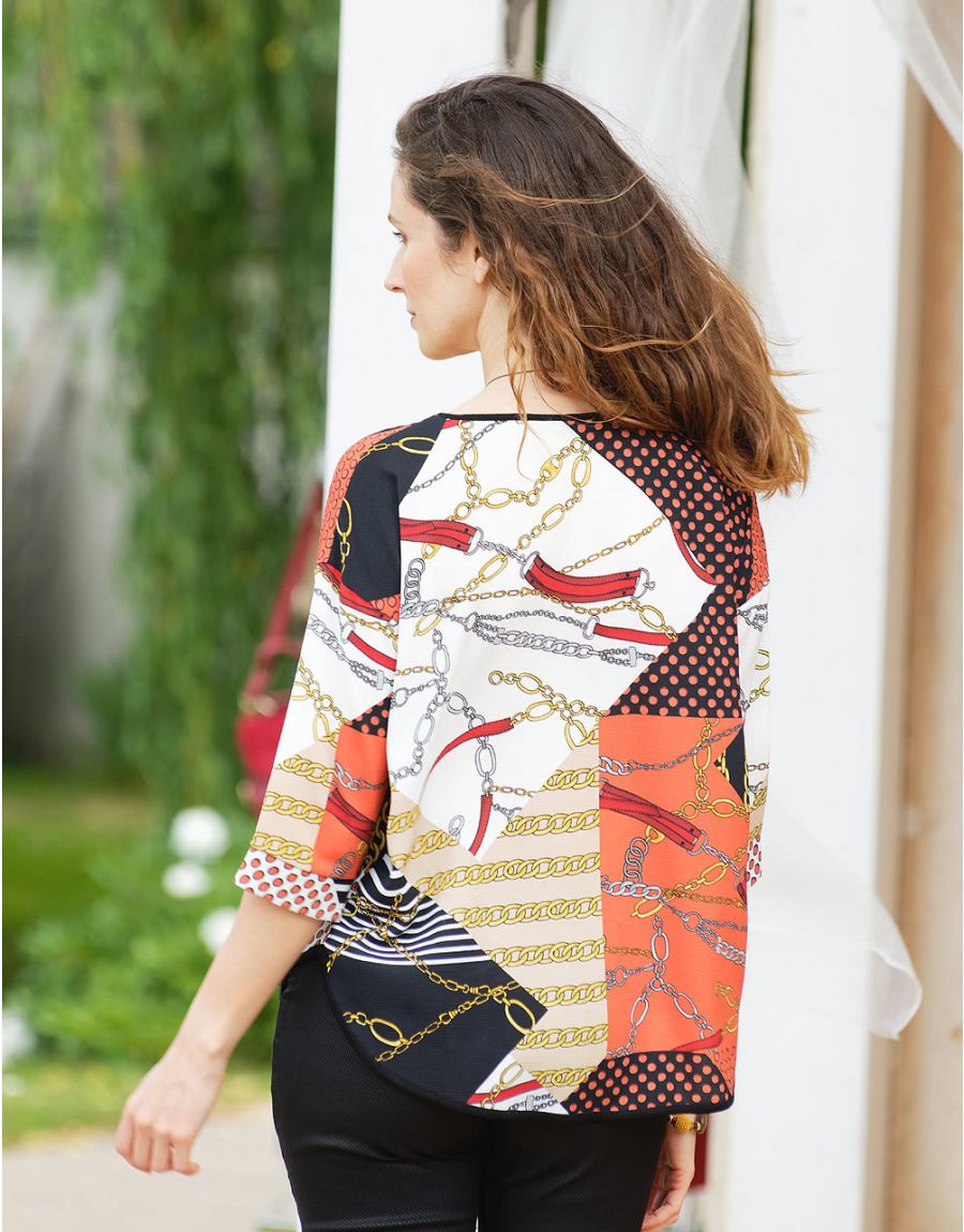 Blouse corail imprimée