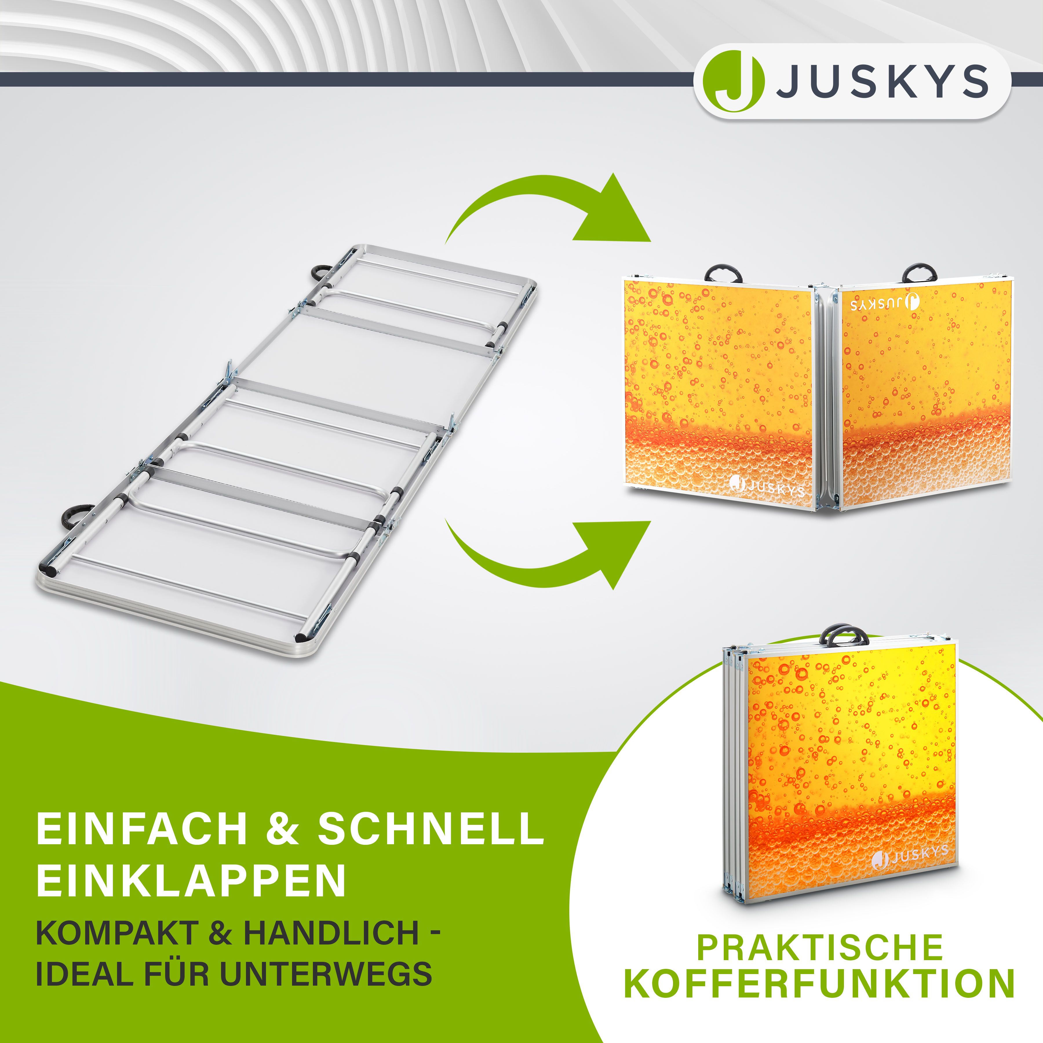 Juskys Beer Pong Tisch Piwo - Bier Trinkspiel Set Becher Bälle - Gelb, Orange