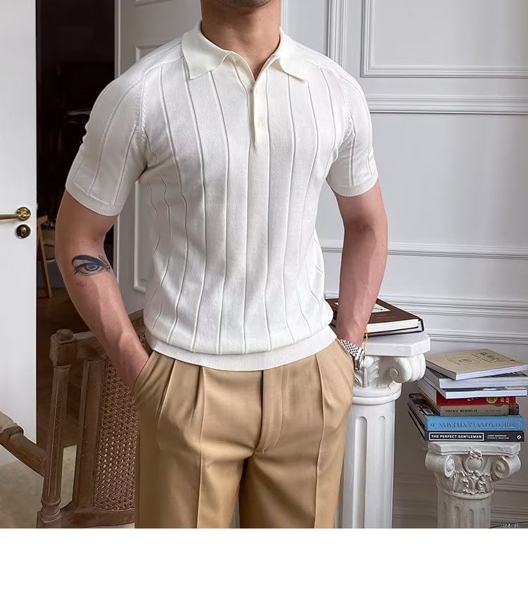Craltuxe - Poloshirt met korte mouwen en effen ribbels