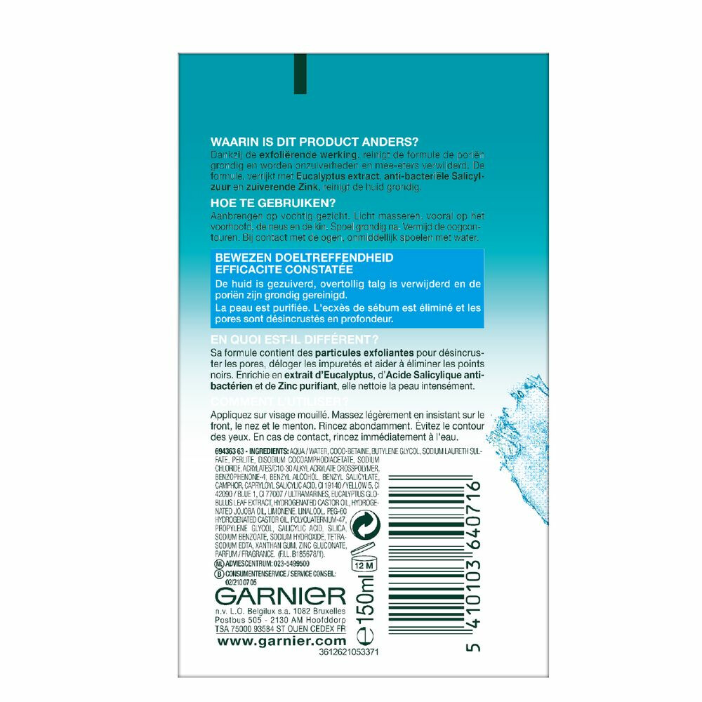 Garnier PureActive Reinigingsgel Anti-Mee-Eters150 ml