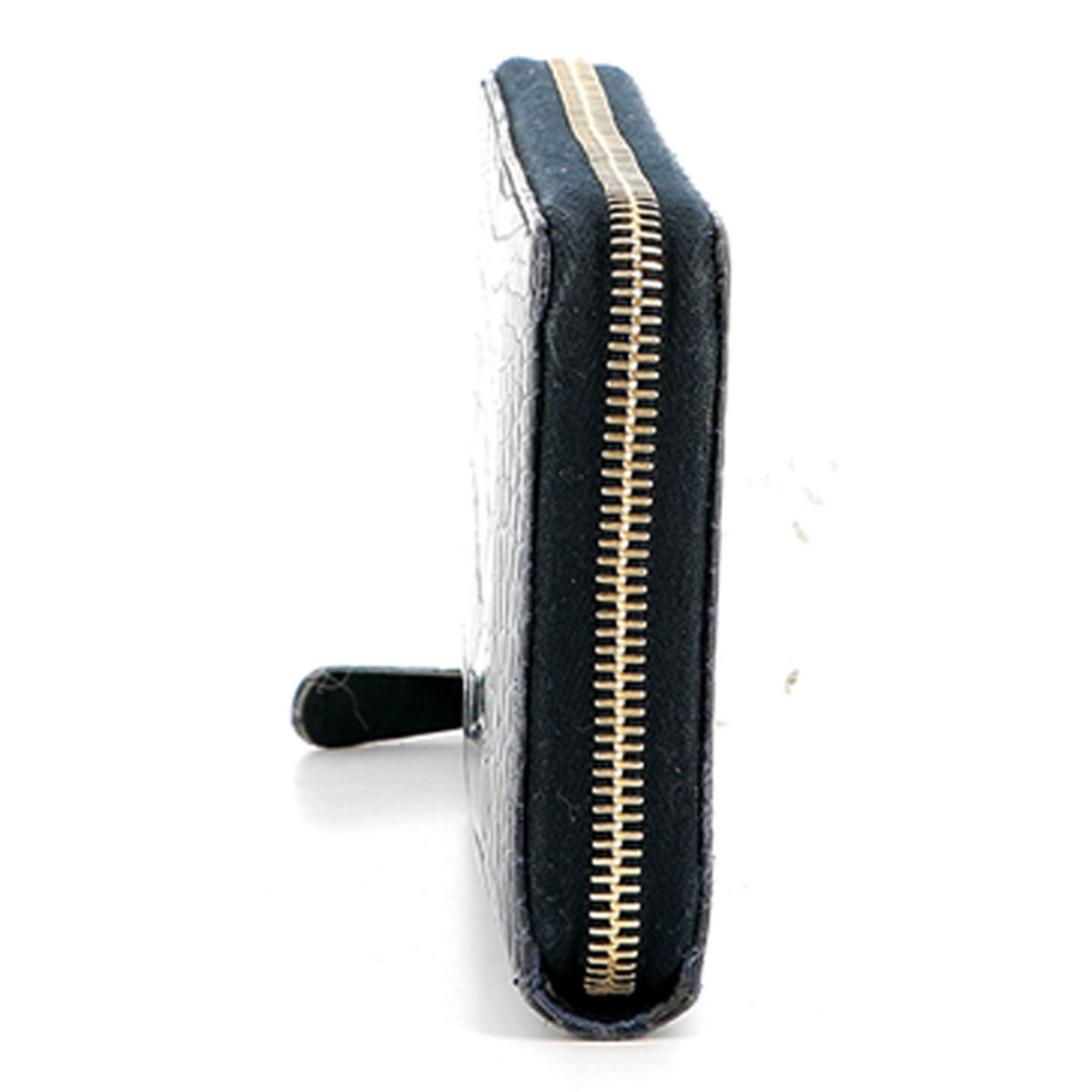 Saint Laurent Portefeuille en Cuir embossé croco bleu marine Etat: Très bon état - 19x2 cm