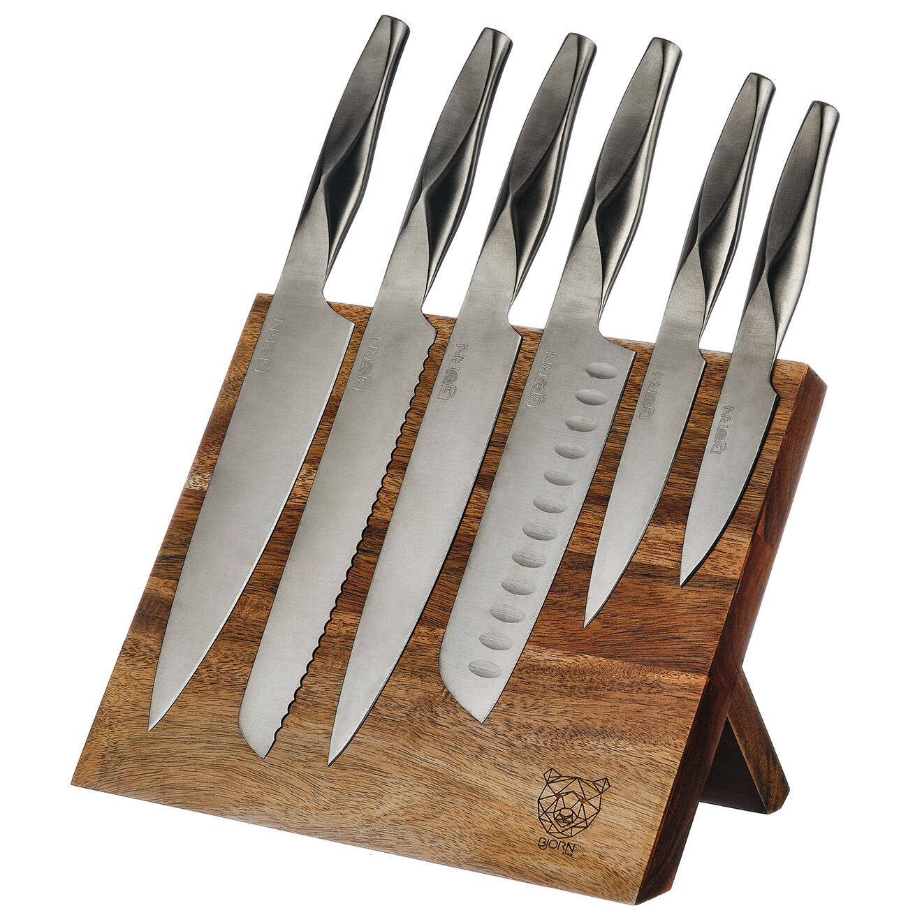 Bjorn Bloc avec couteaux de cuisine Larus Vantaa gris métal - 7 pièces