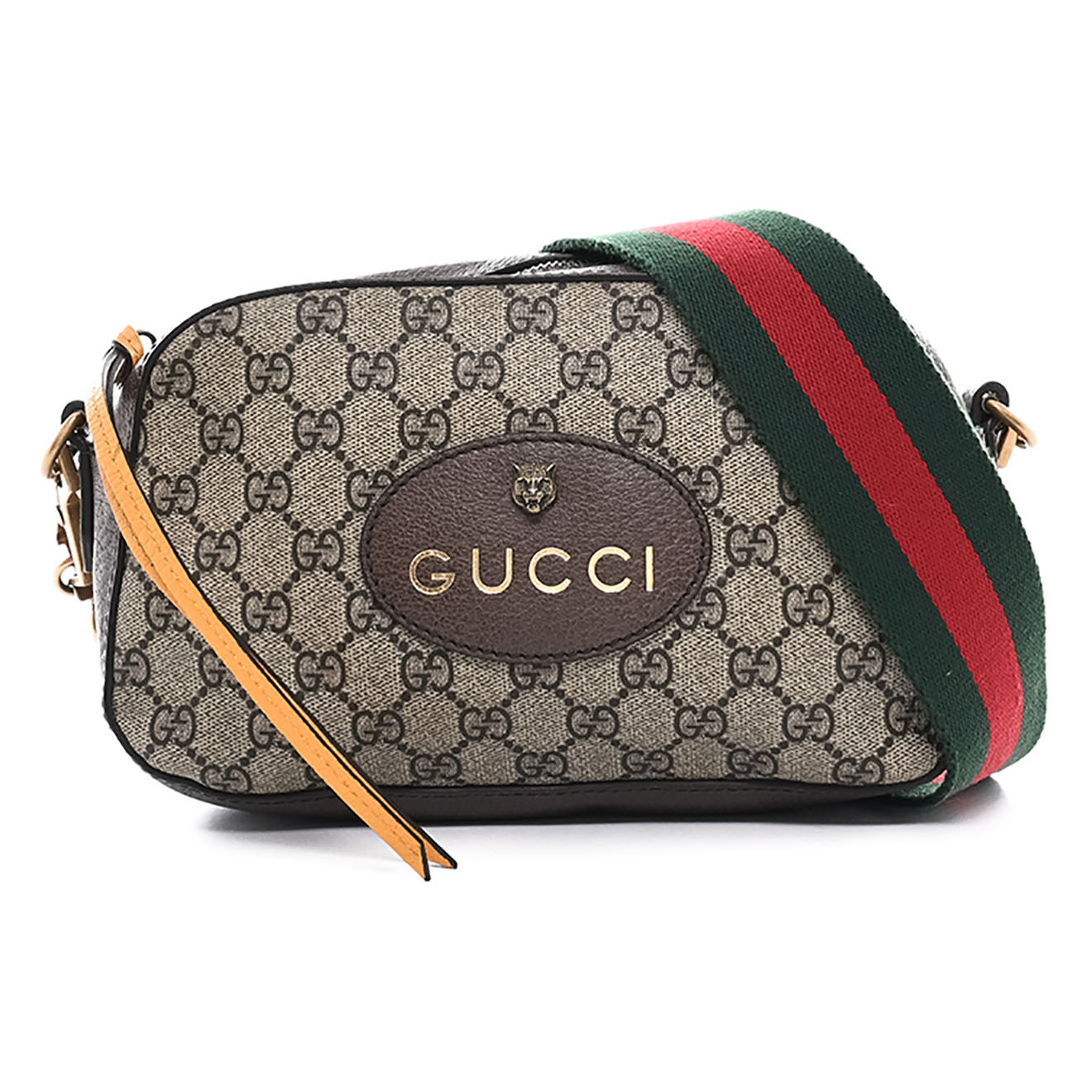 Gucci Sac bandoulière Neo Vintage en Toile enduite Monogramme & Cuir beige - Très bon état - L.23 cm