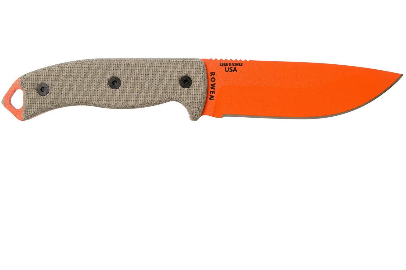 ESEE Model 5 Orange 5POG OD Green Micarta survivalmes met kydex schede   riemclip