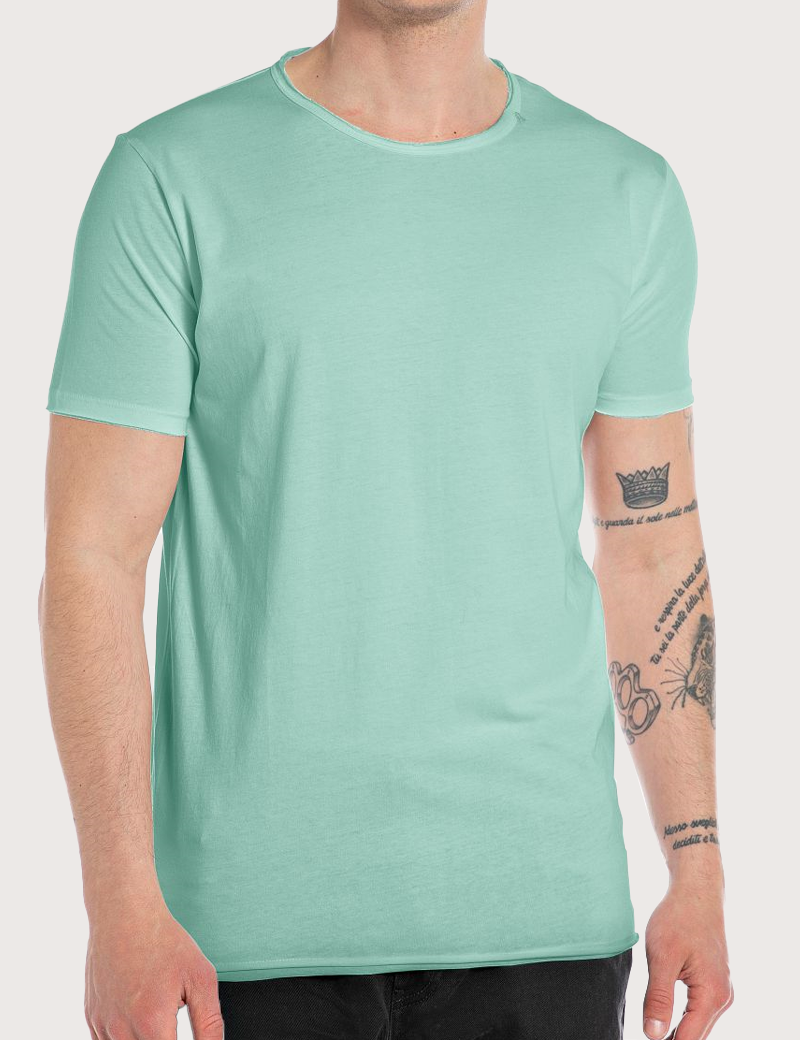 REPLAY T-SHIRT HOMME MANCHES COURTES COL ROND VERT JADE