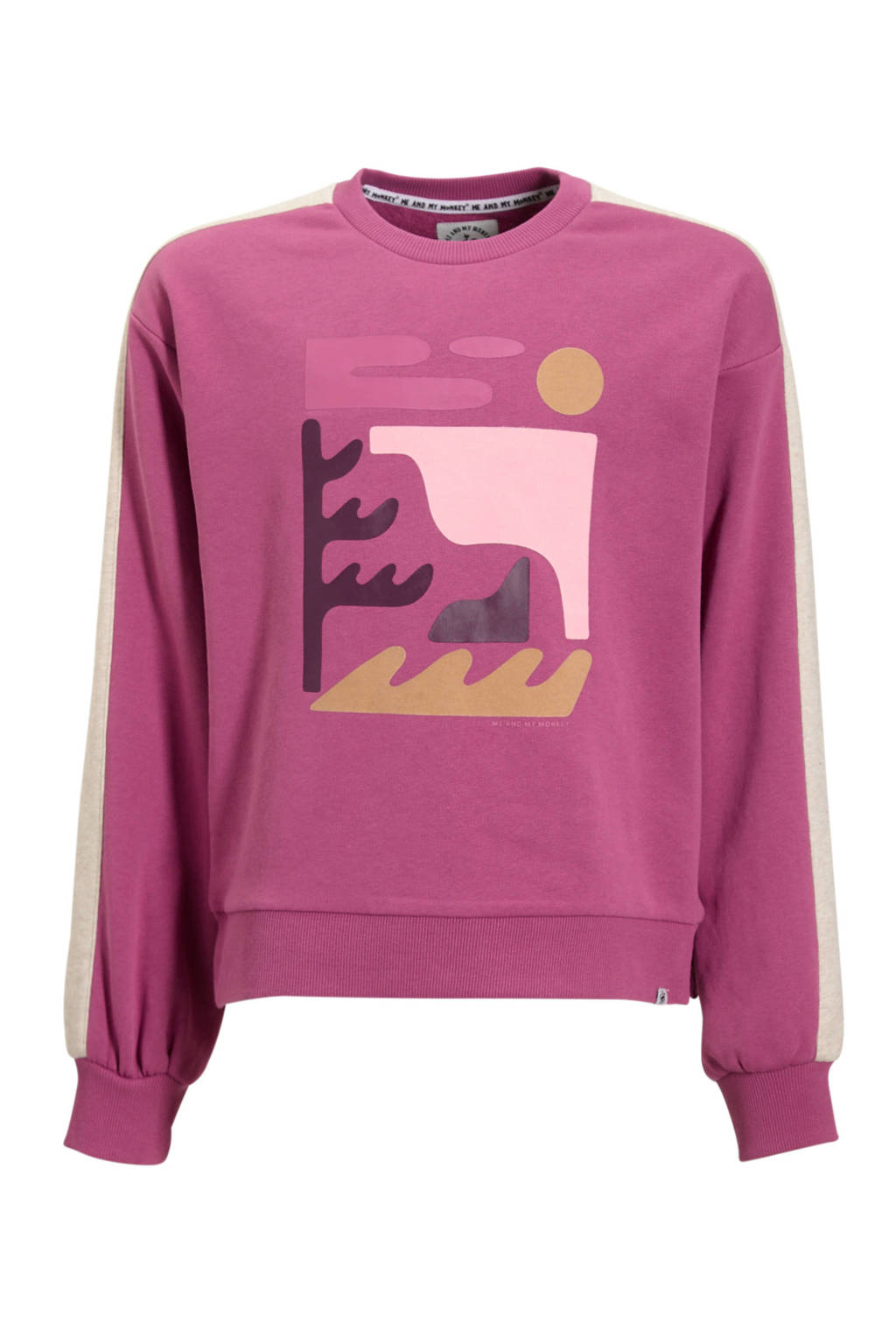 Me & My Monkey sweater Rinske met printopdruk paars