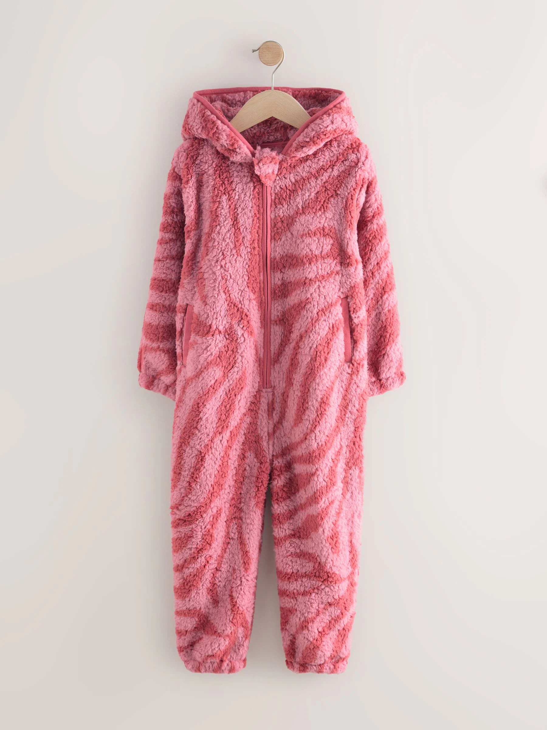 Roze met zebraprint - Fleece All-In-One (1,5 - 16 jr)