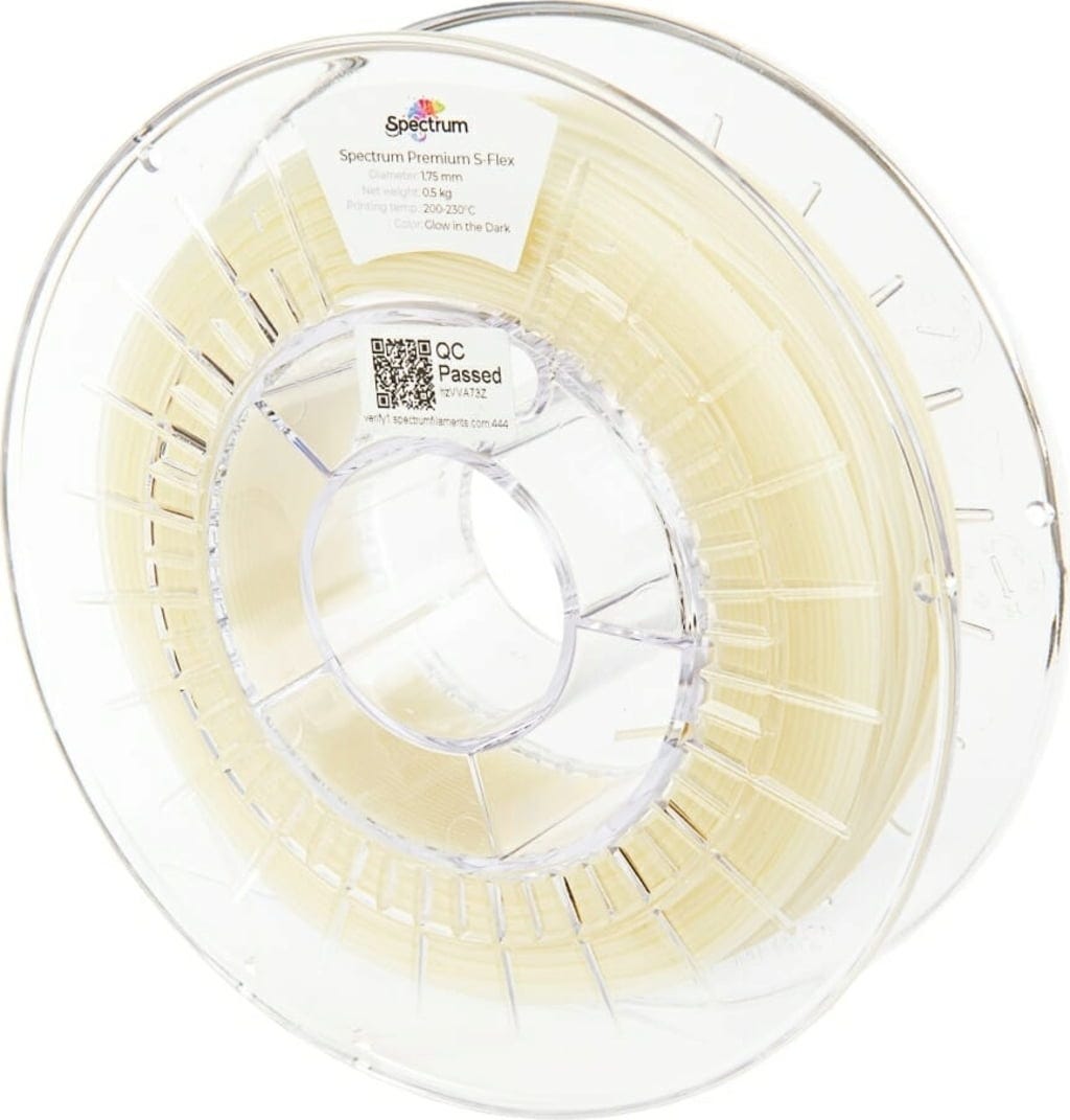 Spectrum  S-Flex 90A Glow in the Dark, 1,75 mm / 500 g    Flexibles Filament mit sehr guten Beständigkeiten