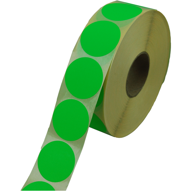Etiket, Reclame-etiket, papier, permanent, ∅35mm, fluor/groen