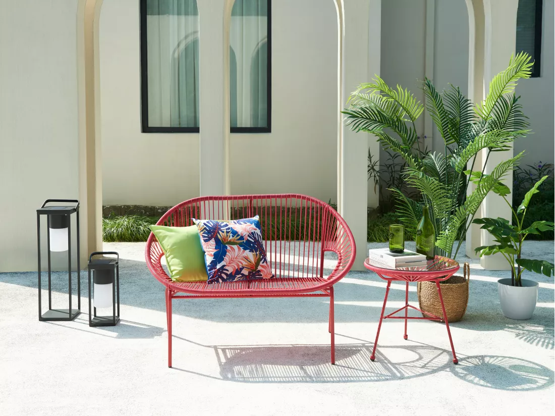 Banc de jardin en fils de résine tressés - Terracotta - ALIOS III de MYLIA