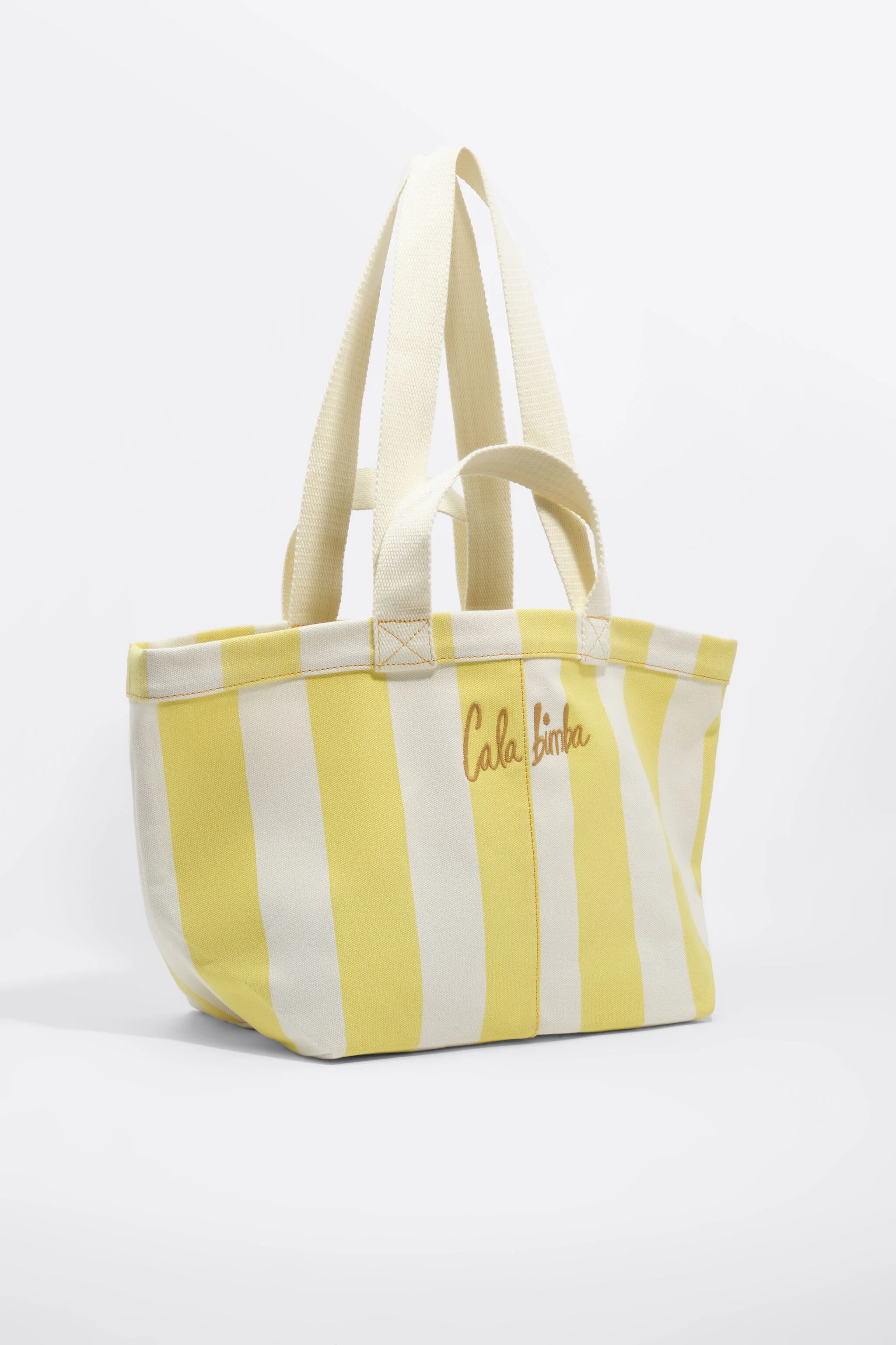 bolsa de praia maxi de algodão listrado verde limão