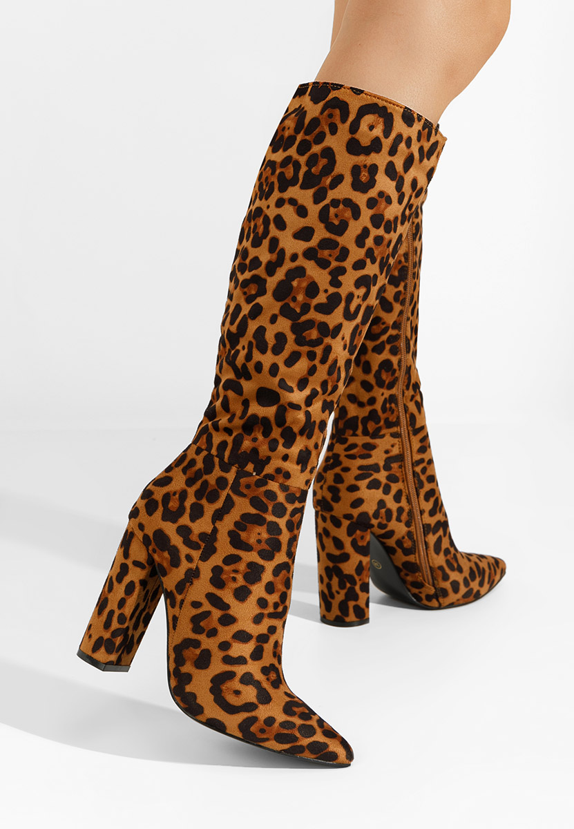 Bottes à talon carré leopard Alyndra