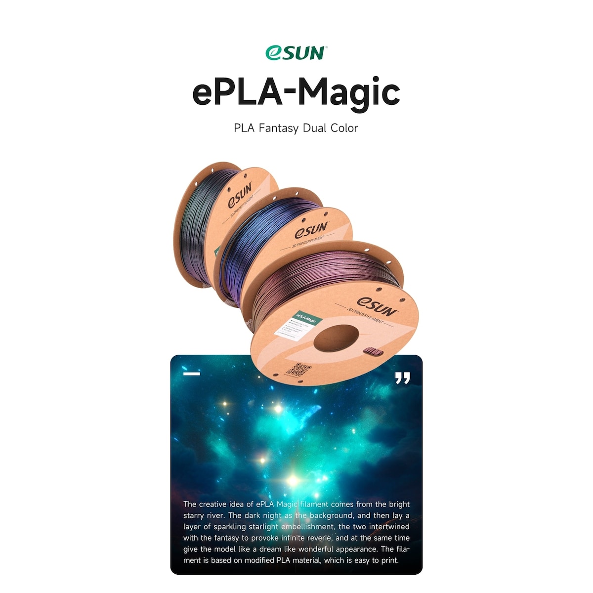 eSUN Magic 1.75mm 1kg - Dark Twinkling Green