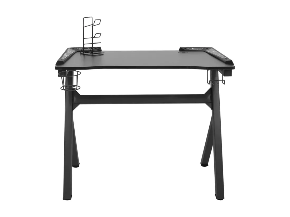 Bureau de jeu à LED en forme de Y Noir 90x60x75 cm