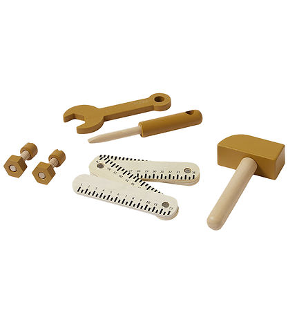 Flexa Play Werkzeugset - 8 st. - Mustard/Naturholz