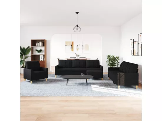 Ensemble de canapés 4 pcs avec repose-pied noir tissu