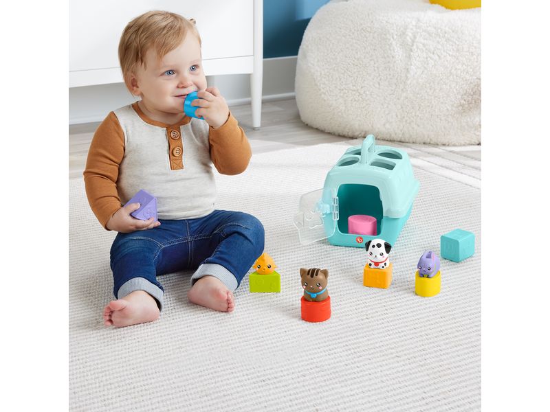 Fisher-Price Meine Tierfreunde Bausteine Sortierspielzeug mit Tiermotiven und Tiertransportbox