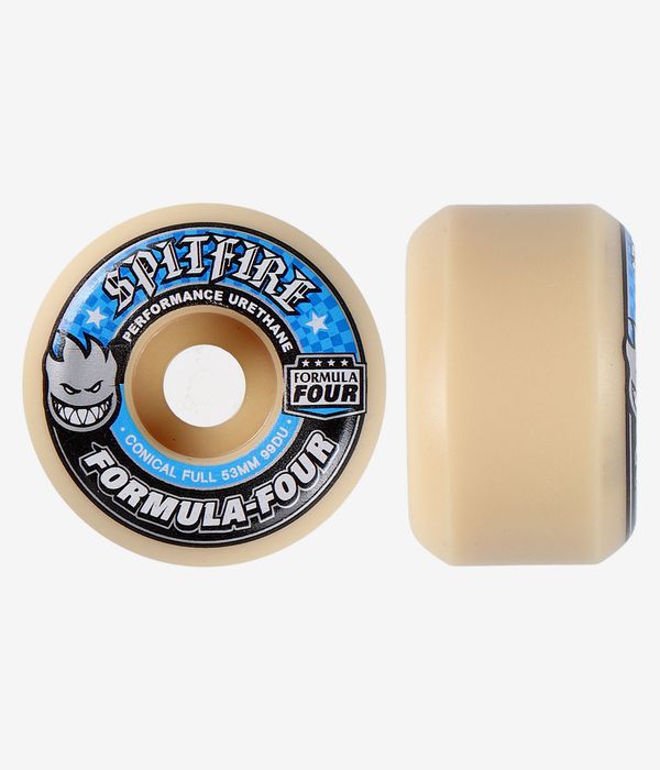 Spitfire Formula Four Conical Full Rollen (white blue) 53 mm 99A 4er Pack