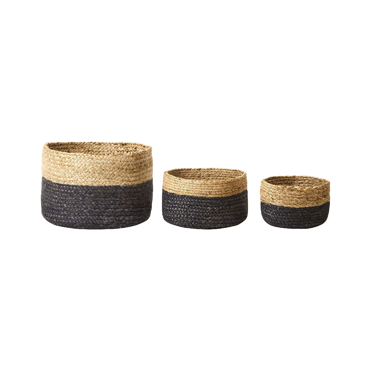 BELIANI Lot de 3 JABAR - Naturel/Noir