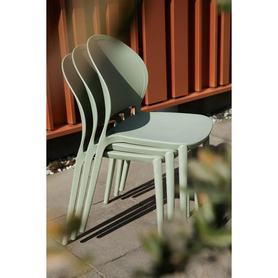 Housecraft Sjoerd Tuinstoelen/ Eetkamerstoelen Kunststof Grijs - Set van 4