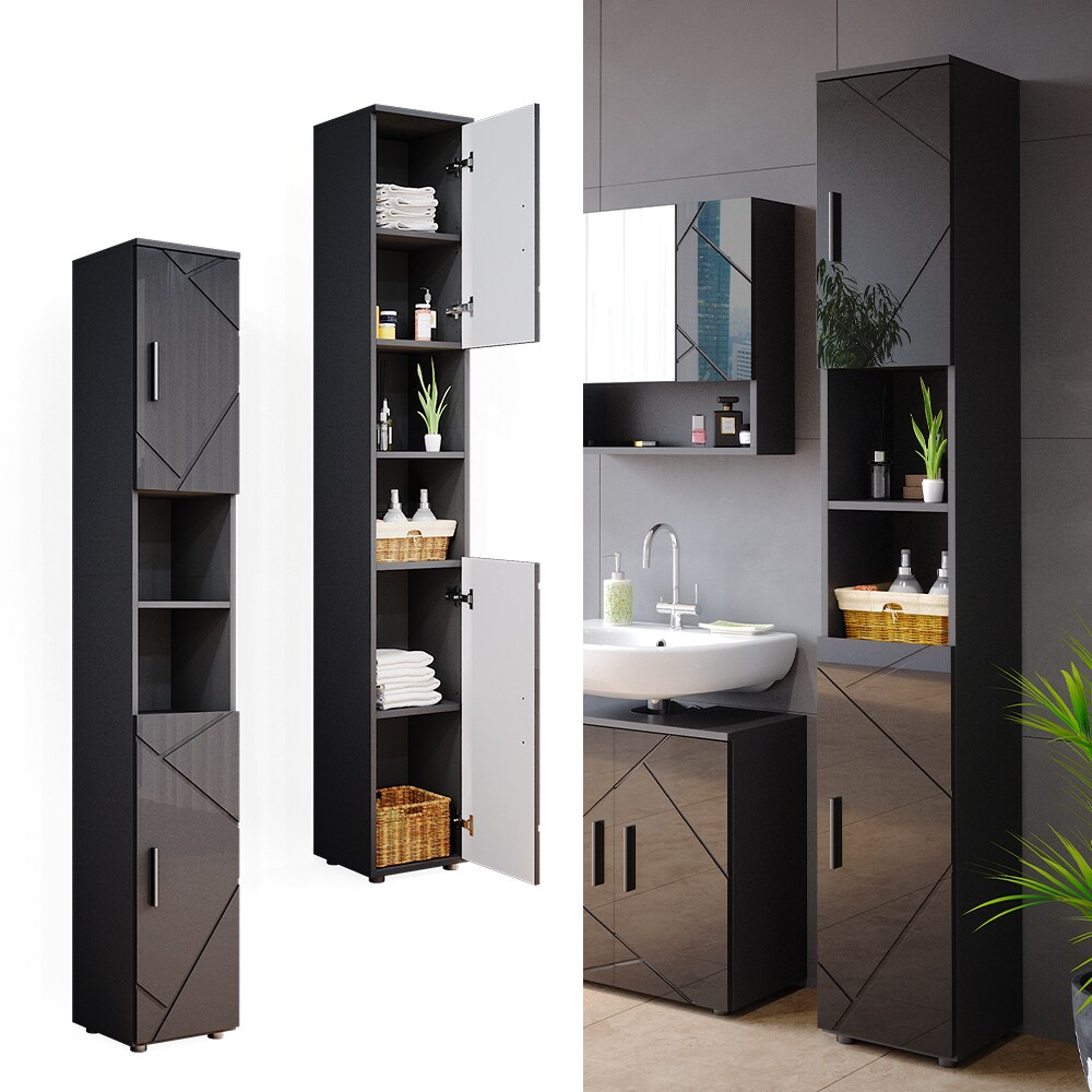 Vicco Badschrank Hochschrank Badezimmerschrank Irma Anthrazit Badregal 6 Fächer