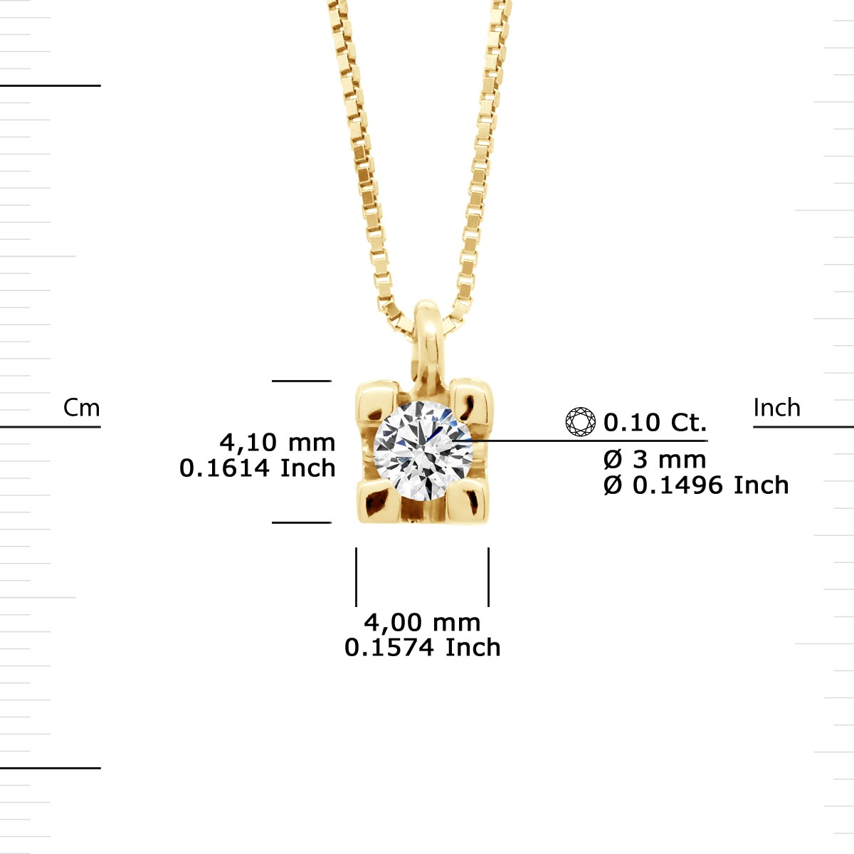 Collier Solitaire Diamant 0,10 Cts Or Jaune 18 Carats