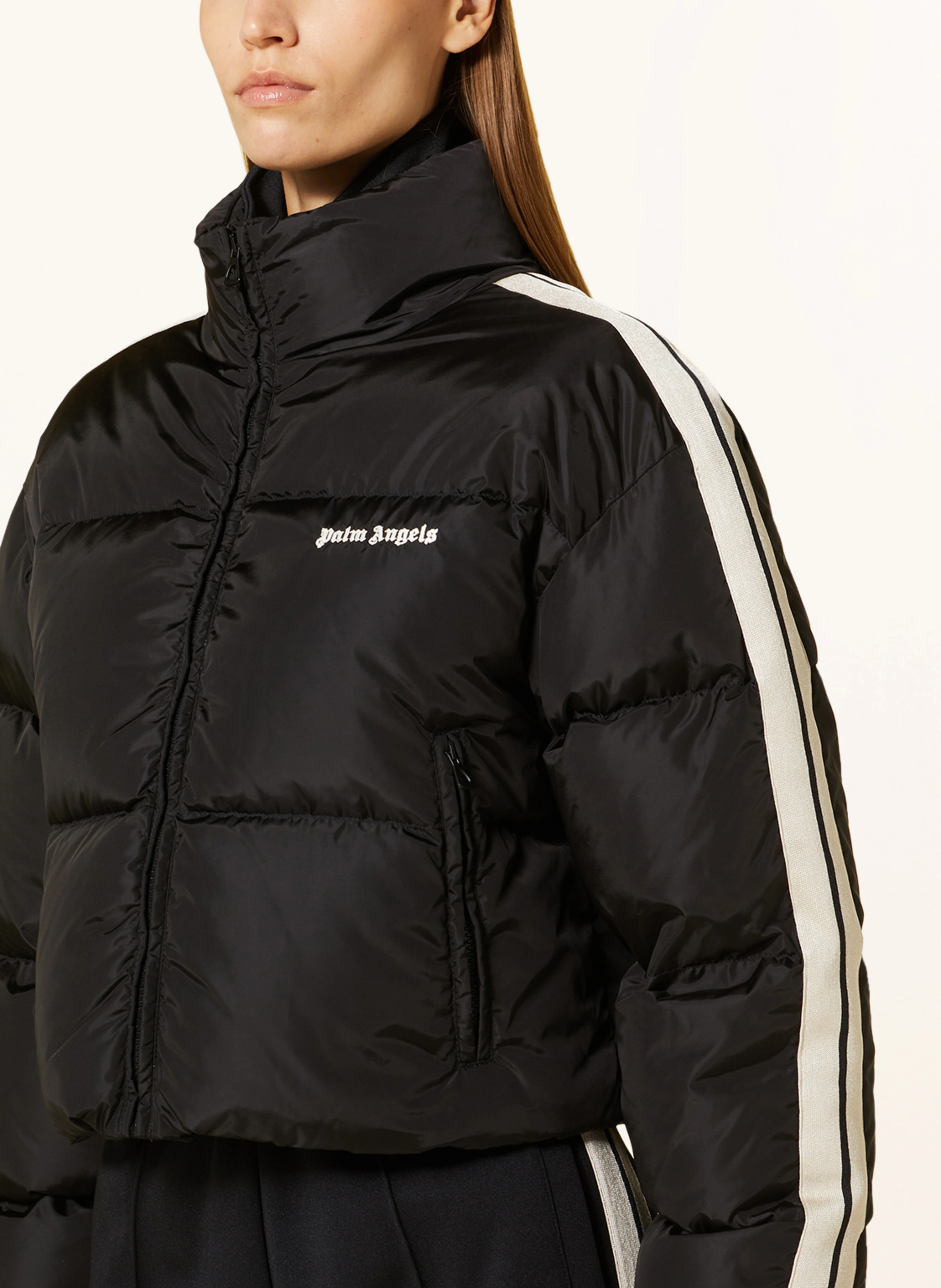 Palm Angels Daunenjacke mit Galonstreifen
