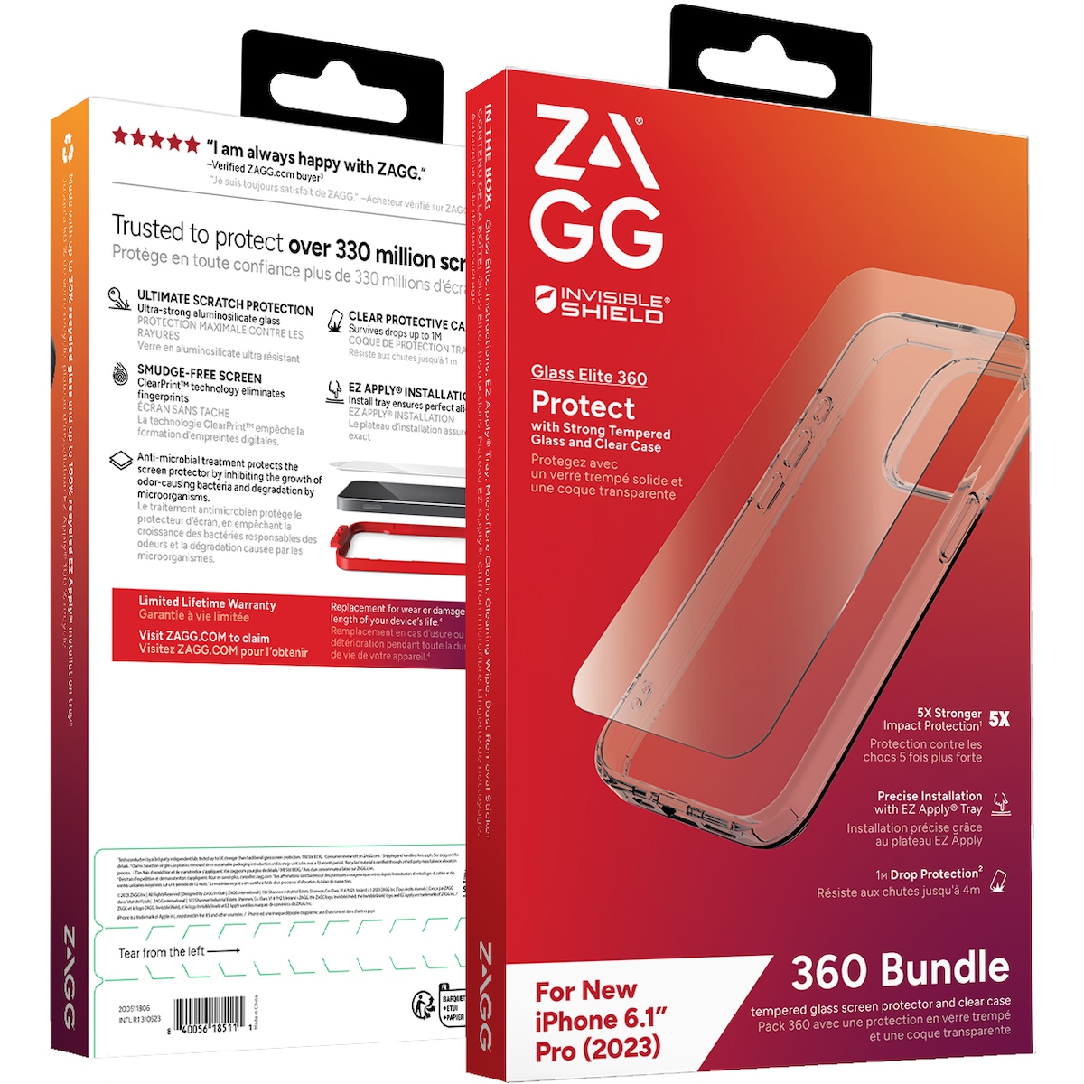 Zagg iPhone 15 Pro Glass Elite 360 deksel og skjermbeskytter (gjennomsiktig)