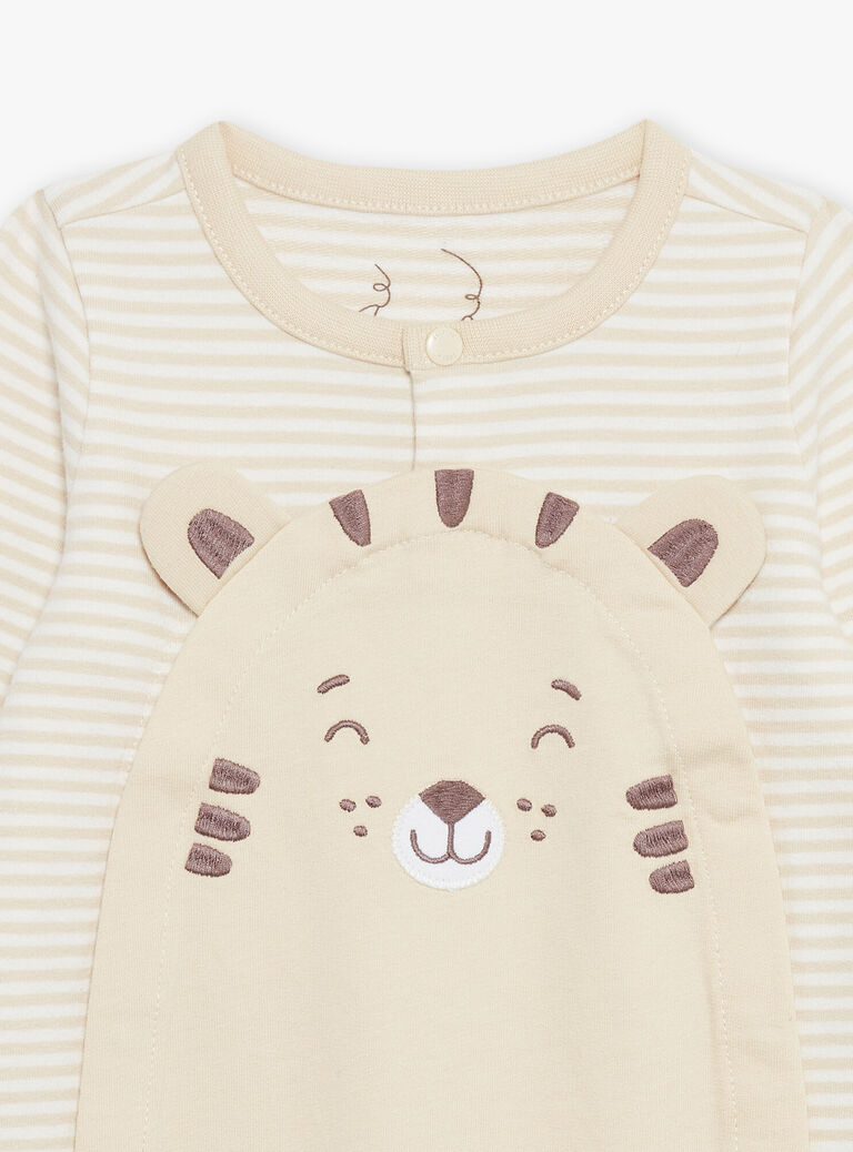 Grenouillère beige clair à imprimé à rayures