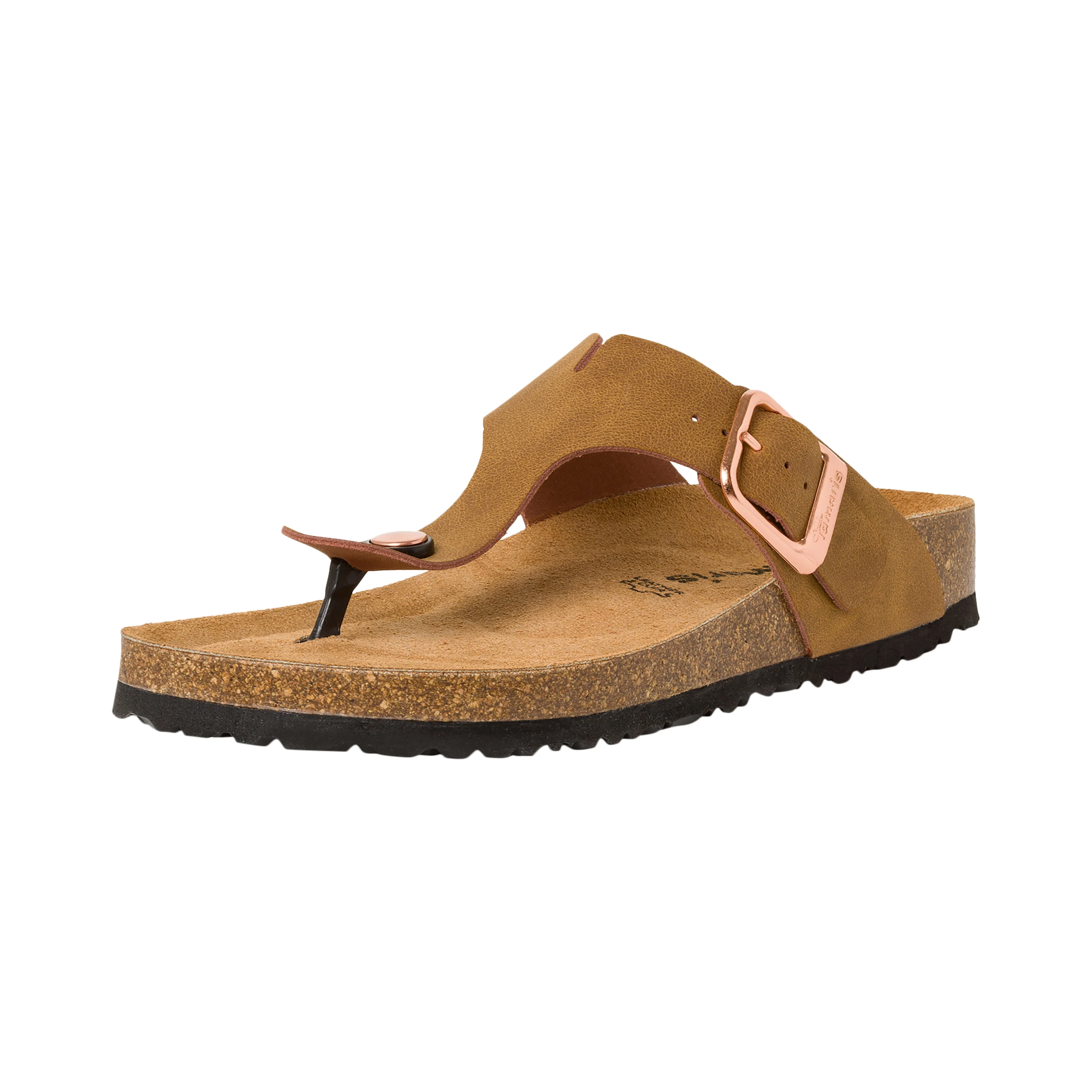 Sandale plate cuir | Marron
