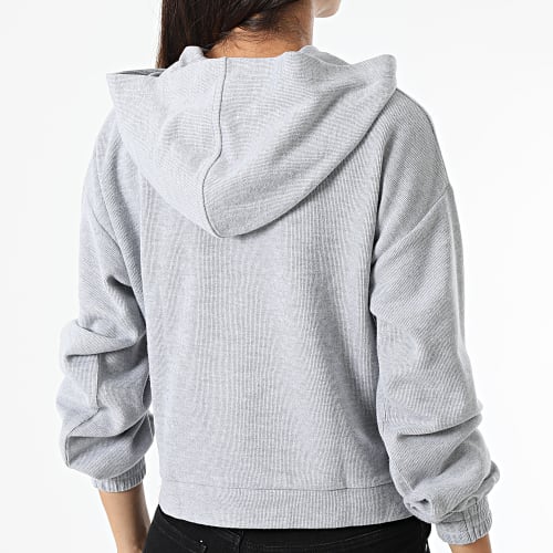 Pull Capuche Femme Crop 10047013 Gris Chiné