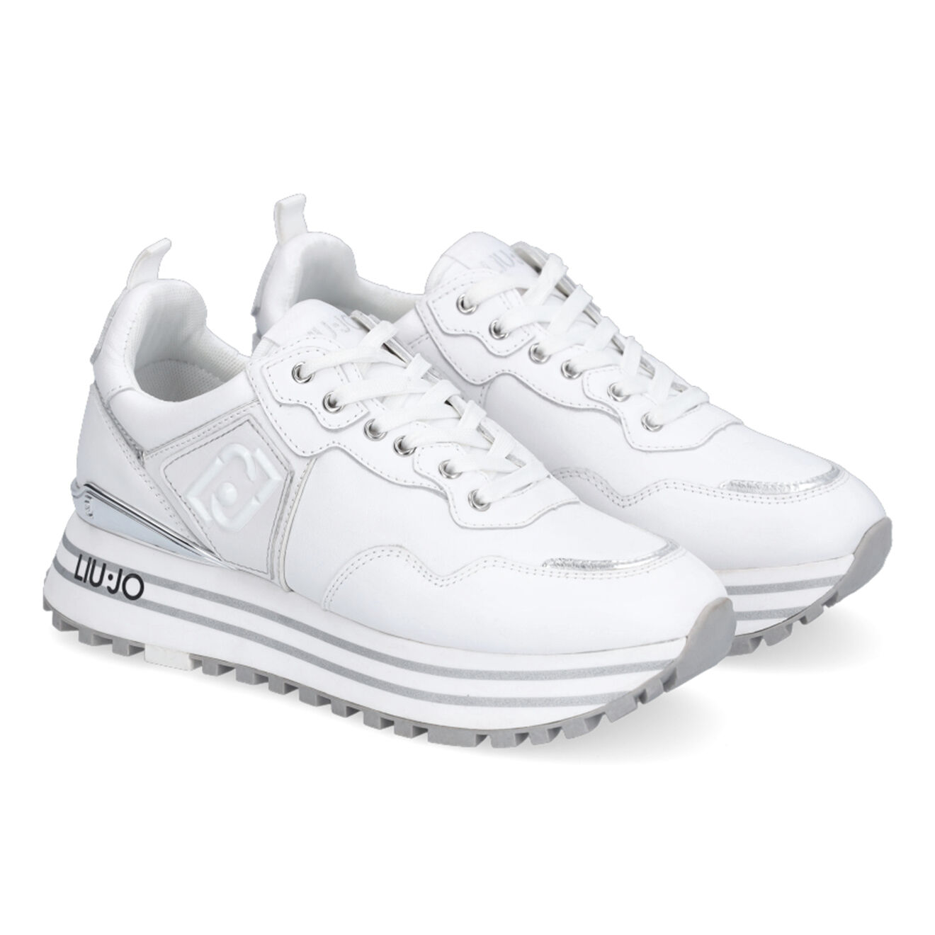 Liu-Jo Sneakers en Cuir Maxi blanc/argenté