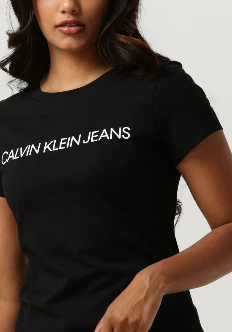 CALVIN KLEIN zwarte calvin klein t-shirt core instit logo slim fit tee